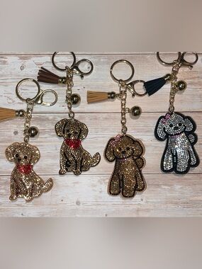 Choice of Dog (Retriever, Poodle, Labradoodle - Rhinestone Keychain Bag Charm